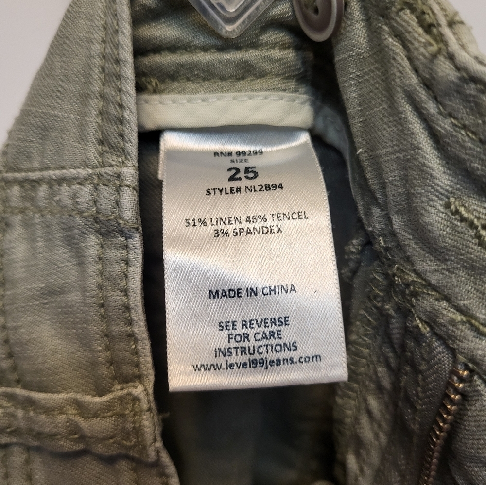 Anthropologie Level 99 Women's Green Cargo Pants - Size 25 - Picture 5 of 8